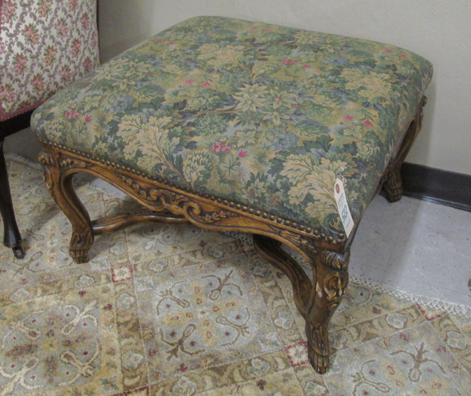 Appraisal: LOUIS XV STYLE OTTOMAN American th century having a green