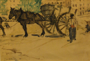 Appraisal: John Ranking Barclay - - 'Sand cart Paris' watercolour signed