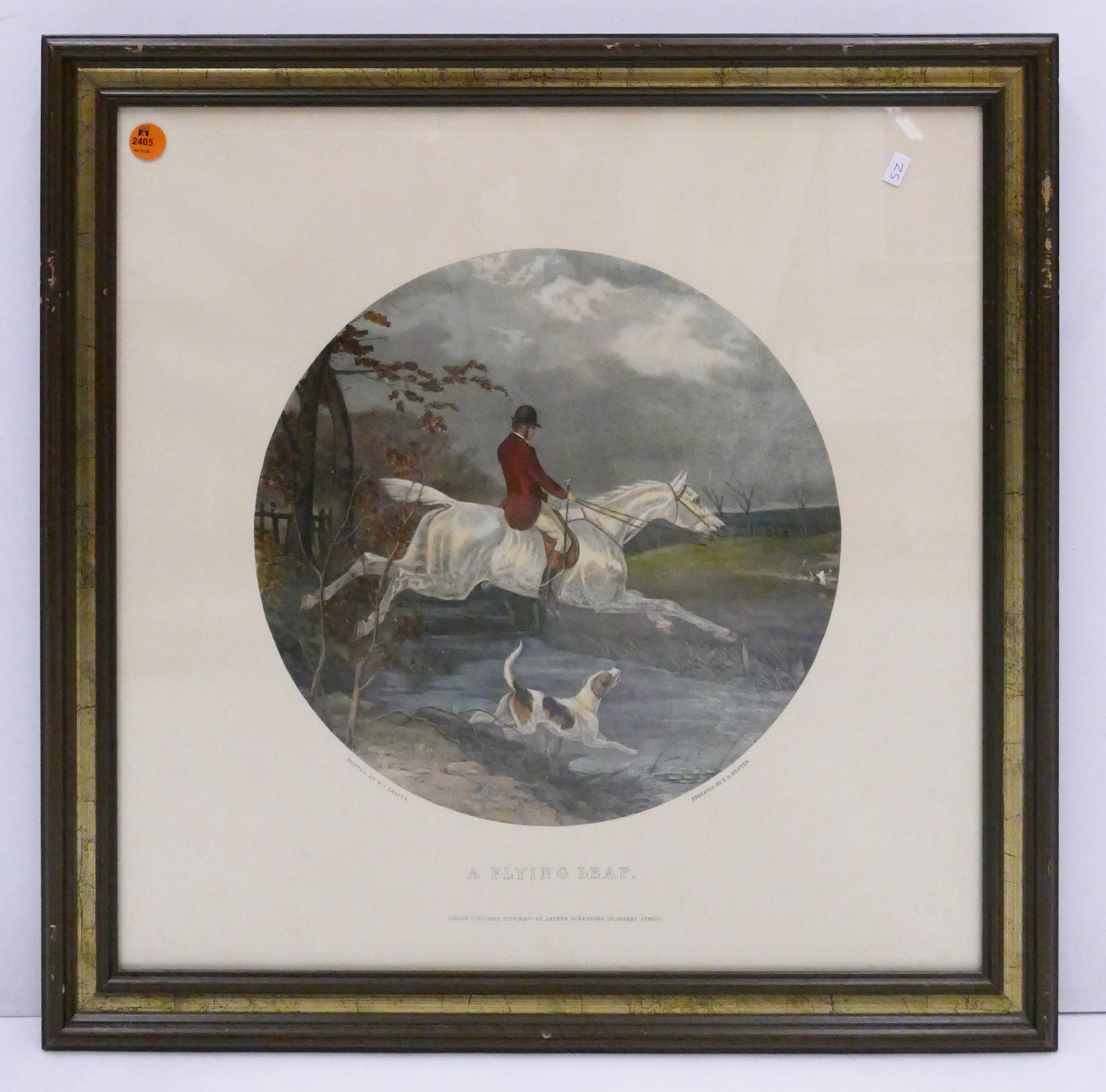 Appraisal: A Flying Leap' English Fox Hunt Scene Arthur Ackerman Lithograph