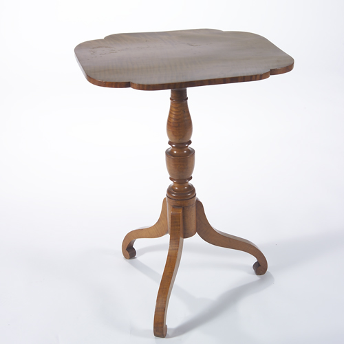 Appraisal: Tiger maple tilt-top stand American early th c reputedly from