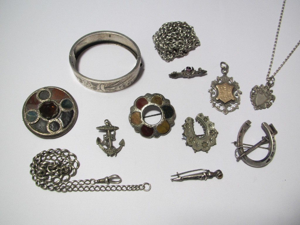 Appraisal: An assortment to include a Victorian silver muff chain Victorian