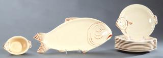 Appraisal: Twelve Piece Ceramic Fish Set late th c by Lo