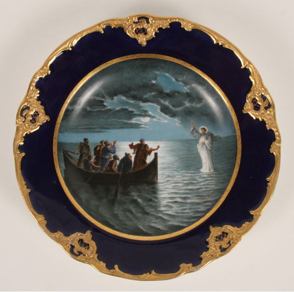 Appraisal: Meissen cobalt plate hand painted depiction of Christ on the