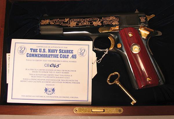 Appraisal: A cased Colt Government Model Seabees commemorative semi-automatic pistol for