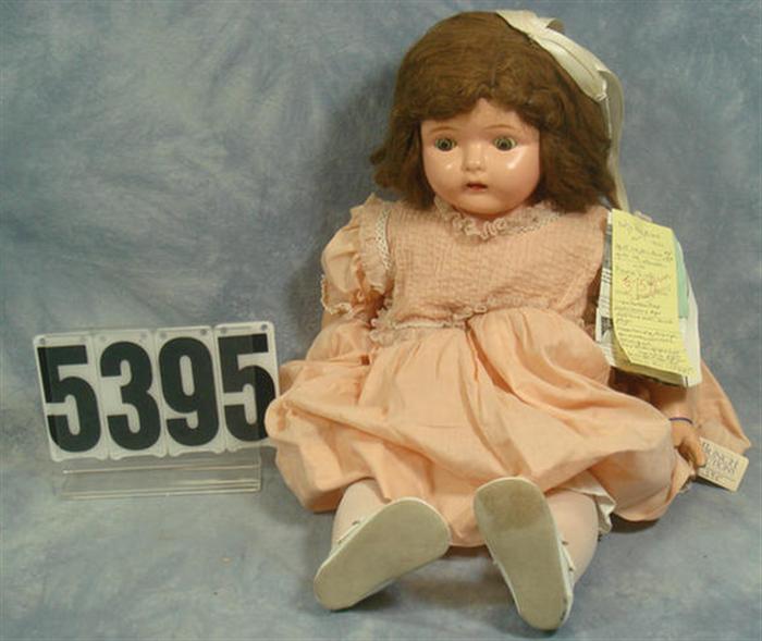 Appraisal: Dolly Reckord Doll Madame Hendren marked brown hair green metal