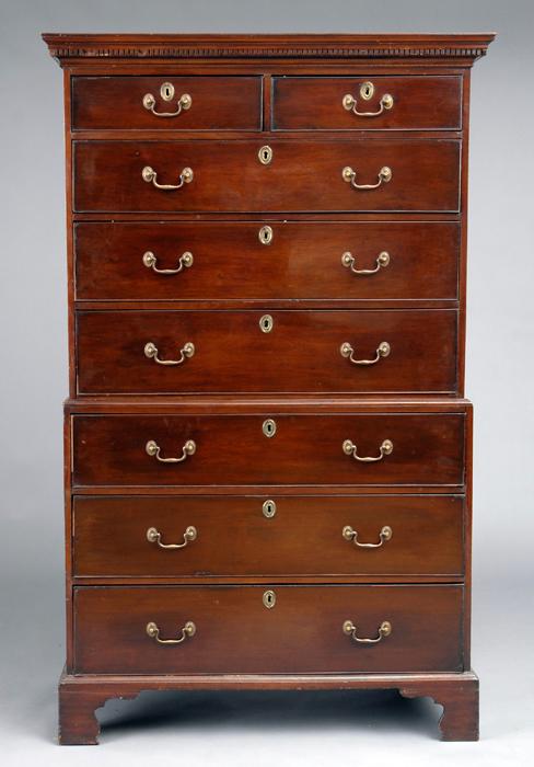 Appraisal: George III Carved Mahogany Chest on Chest ft in x