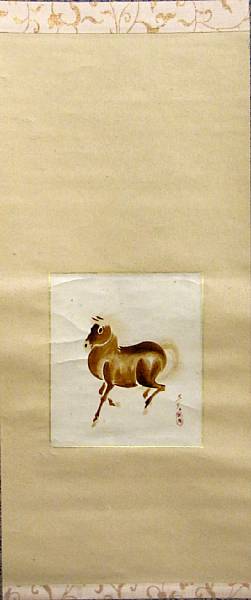 Appraisal: After Shibata ZeshinHorse Hanging scroll lacquer on paper bearing the