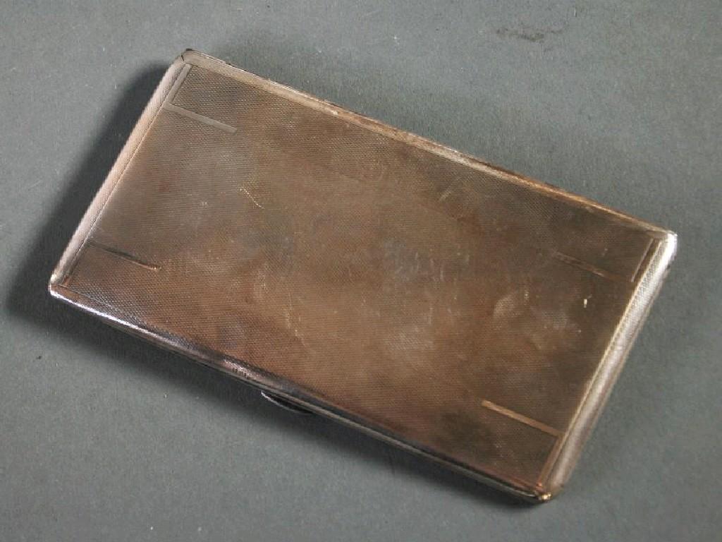 Appraisal: GEORGE V ENGINE TURNED SILVER POCKET CIGARETTE CASE inscribed to