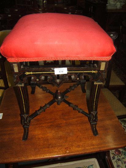 Appraisal: A Victorian black lacquered and painted piano stool with red