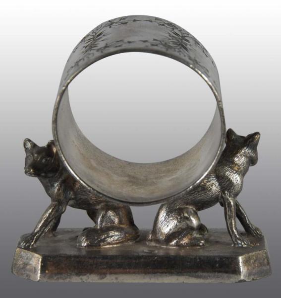 Appraisal: Double Foxes Figural Napkin Ring Description Simpson Hall No damage