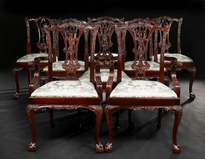 Appraisal: Suite of Eight George III-Style Mahogany Dining Chairs consisting of