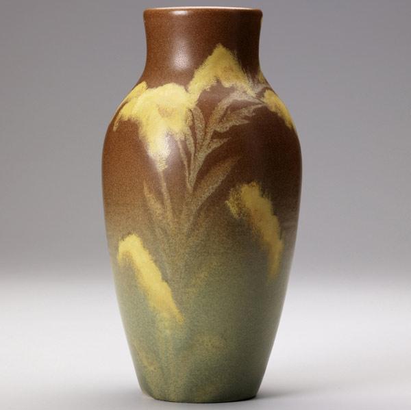 Appraisal: ROOKWOOD Bulbous Painted Mat vase with golden rod by Amelia