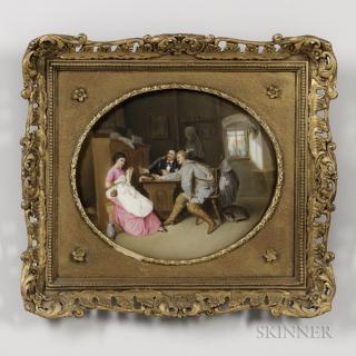 Appraisal: KPM Oval Porcelain Plaque with Figural Scene Germany early th