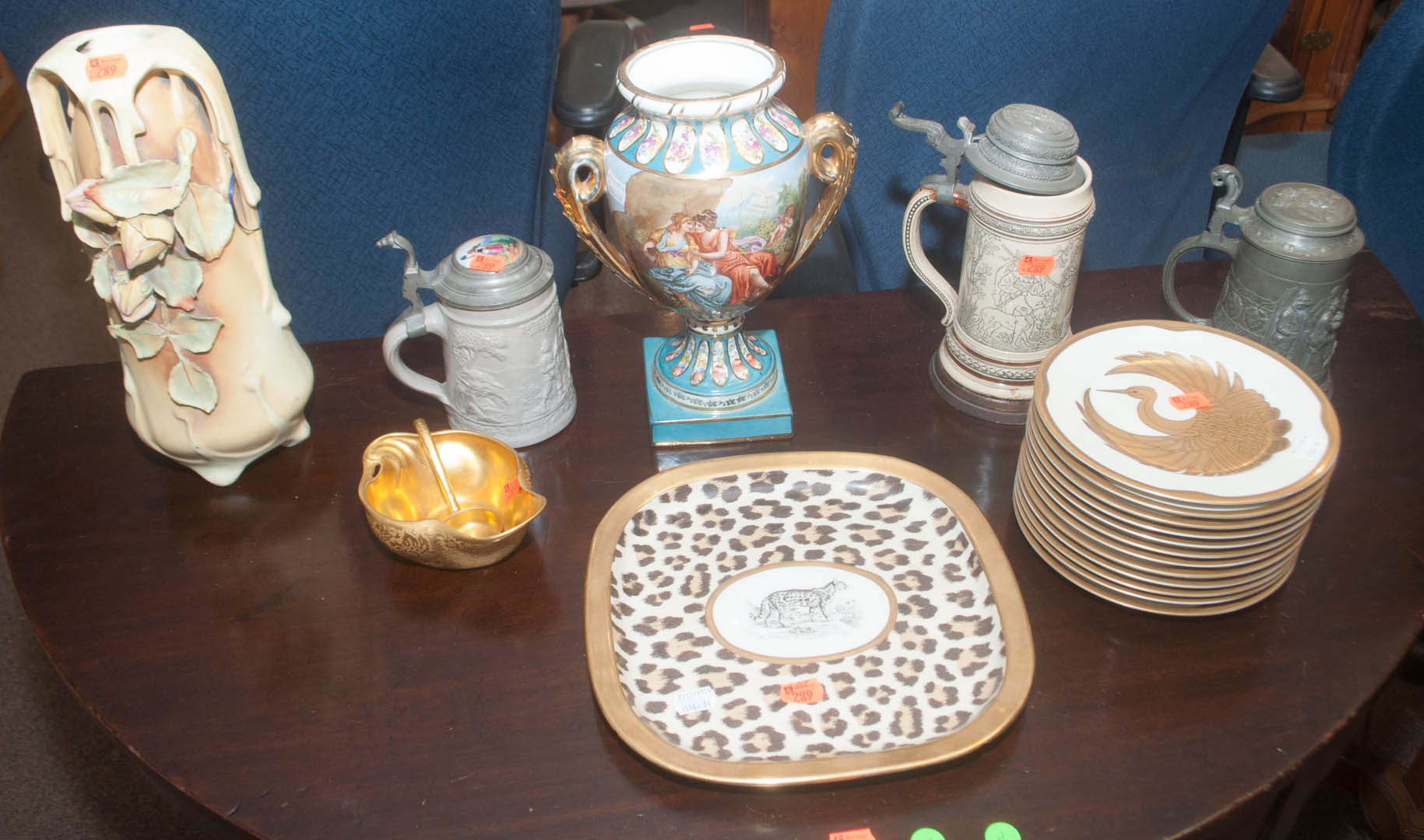 Appraisal: Assortment of decorative items including art pottery vase three steins