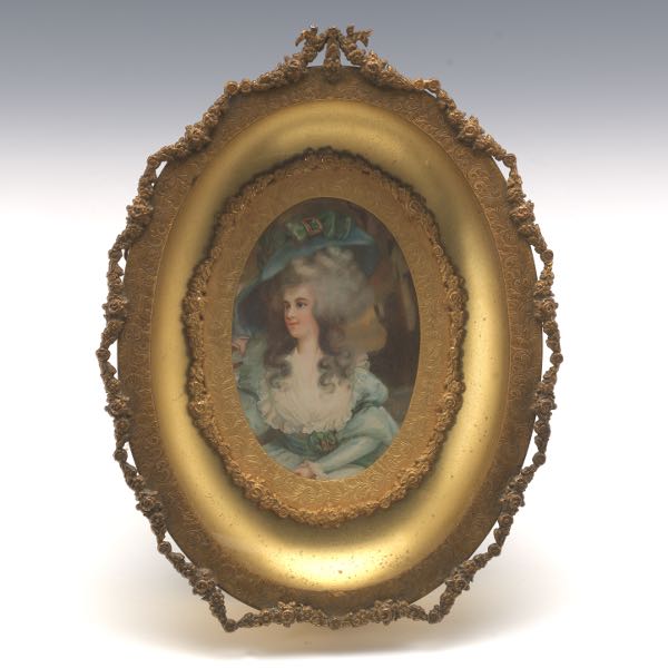 Appraisal: ANTIQUE FRENCH MINIATURE PORTRAIT OF MARIE ANTOINETTE IN D'ORE BRONZE