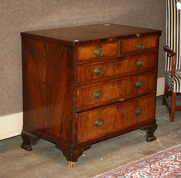 Appraisal: George III feather banded chest of drawers on later feet