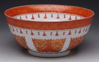 Appraisal: ORANGE FITZHUGH BOWL Marked on bottom Japanese Porcelain Ware Decorated