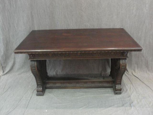 Appraisal: Carved Drawer Library Table From a Long Island estate Dimensions