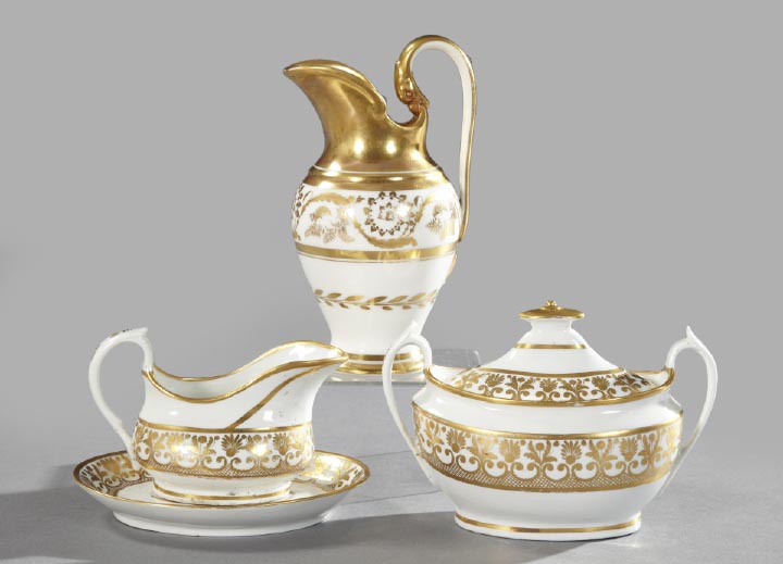 Appraisal: Four Pieces of White and Gold Porcelain consisting of a