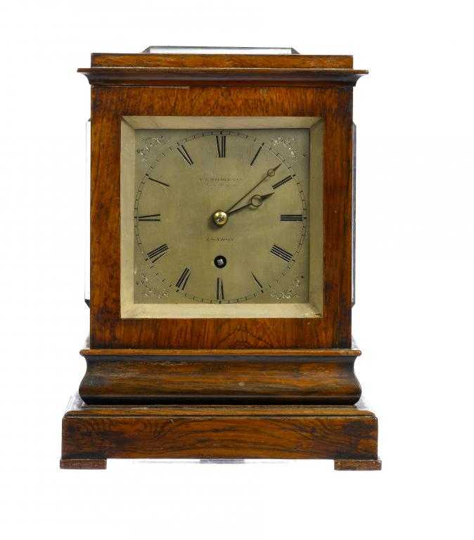 Appraisal: A VICTORIAN ROSEWOOD MANTEL TIMEPIECE signed on the engraved and