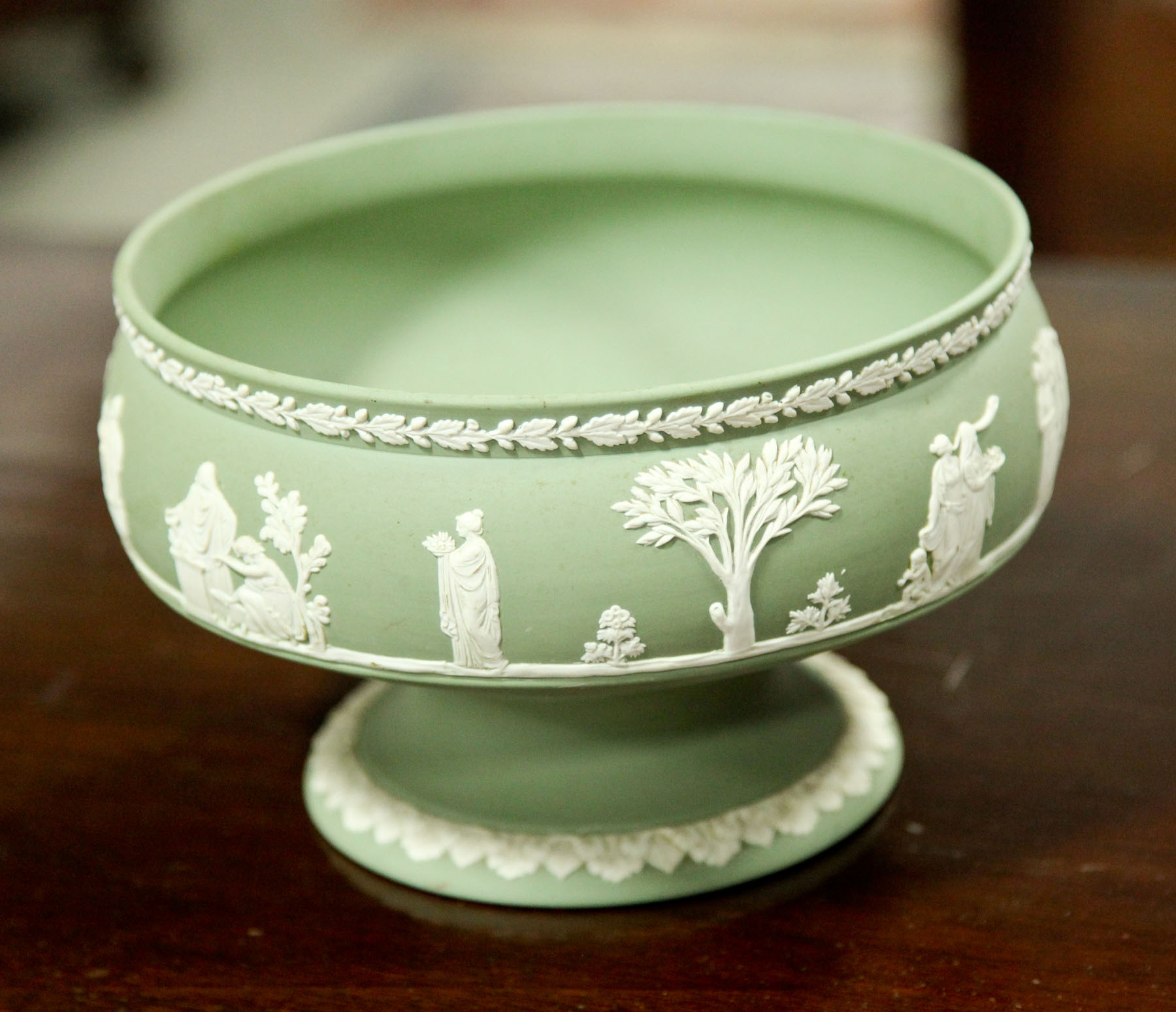 Appraisal: WEDGWOOD COMPOTE England mid th century Green and white jasperware