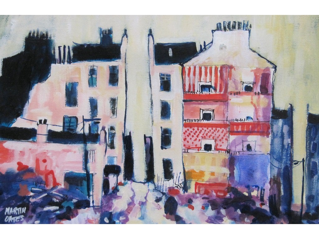 Appraisal: MARTIN OATES Mixed media 'Urban Landscape' signed recto and entitled