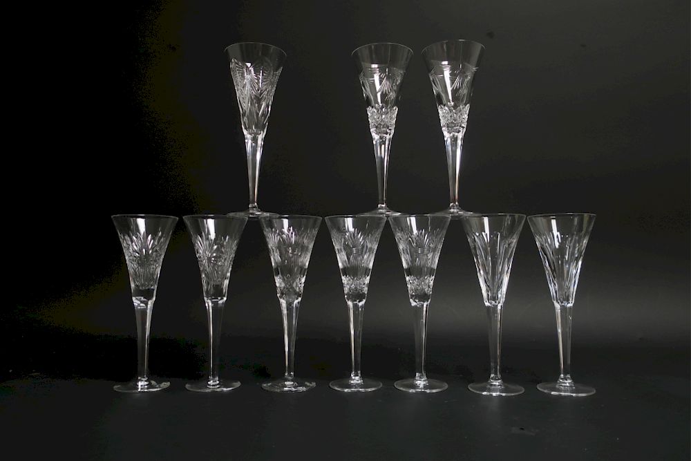 Appraisal: Ten Waterford Crystal Tall Champagne Flutes toasting flutes different patterns