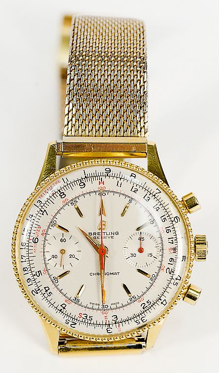 Appraisal: karat gold Breitling Chronomat mens wristwatch with stainless mesh band