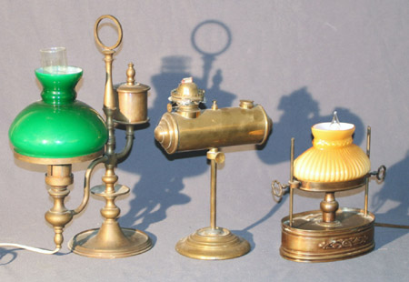 Appraisal: Group of Three Brass 'Student' Lamps th Century Height of