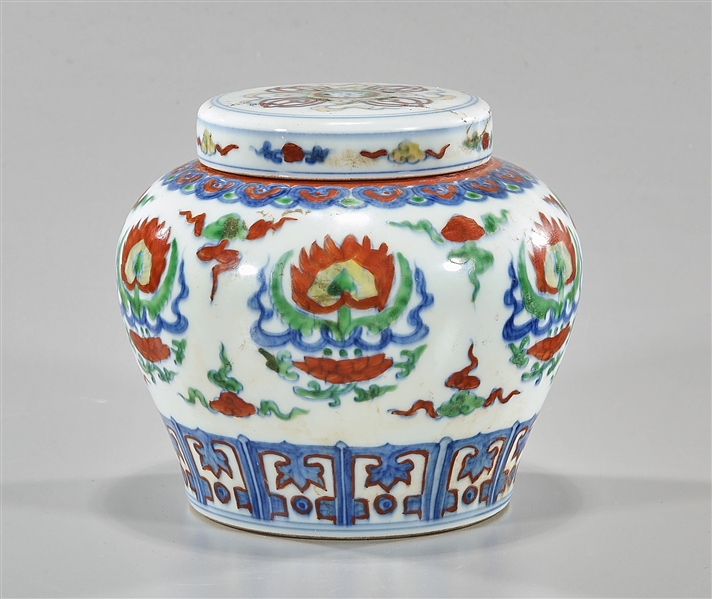 Appraisal: Chinese doucai glazed porcelain covered ginger jar with floral design