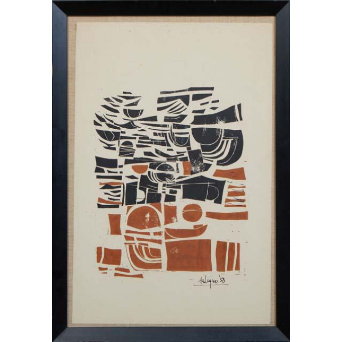 Appraisal: Robert Henry Helmer - New Orleans Untitled Abstract woodblock print