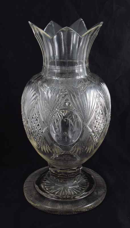 Appraisal: MONUMENTAL TH C BRILLIANT PERIOD CUT GLASS VASE '' tall