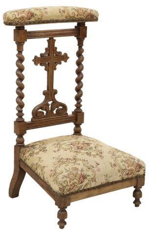 Appraisal: French oak prie-dieu prayer kneeler th c padded top rail