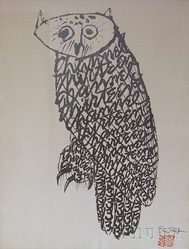 Appraisal: Ben Shahn American - Owl No Signed Ben Shahn in