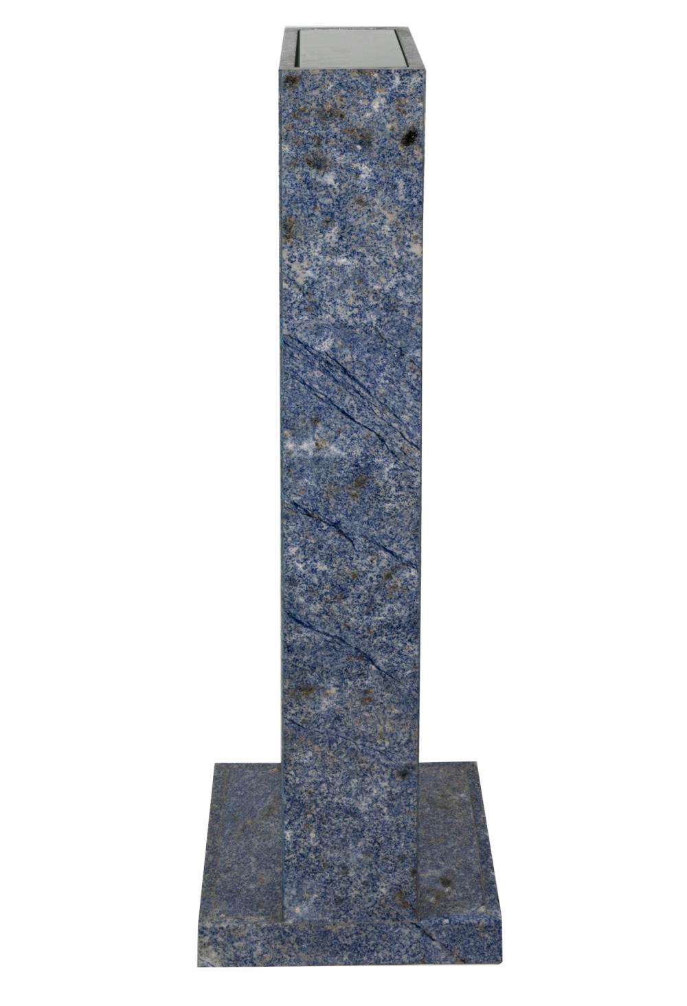 Appraisal: BLUE MARBLE RECTANGULAR ILLUMINATED PEDESTALlate th century the top inset