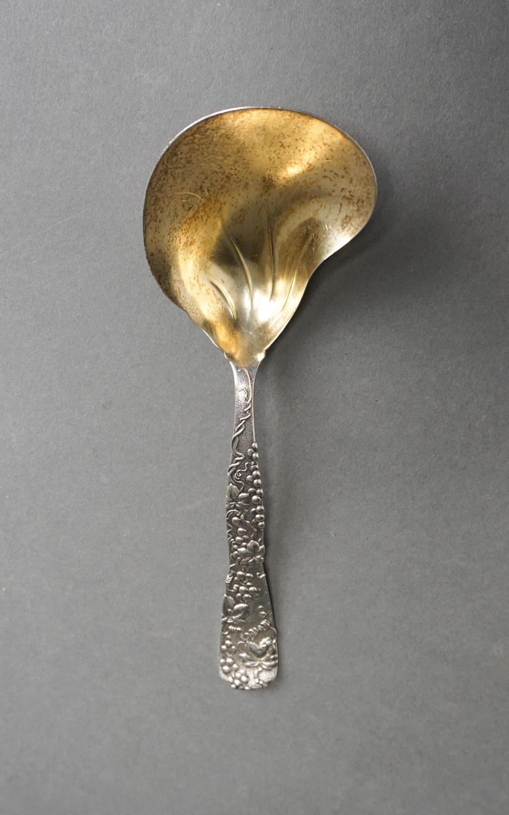 Appraisal: Tiffany Co 'Grapevine' Sterling Silver Parcel Gilt Kidney-Bowl Serving Spoon