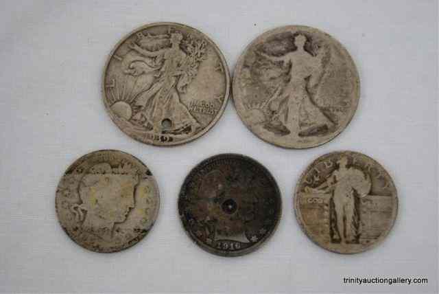 Appraisal: Silver Halves Quarters Damaged CoinsThis is for Silver Walking Liberty