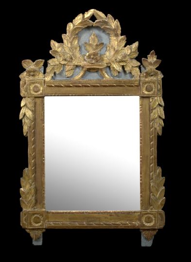 Appraisal: French Provincial Giltwood and Polychromed Looking Glass second quarter th