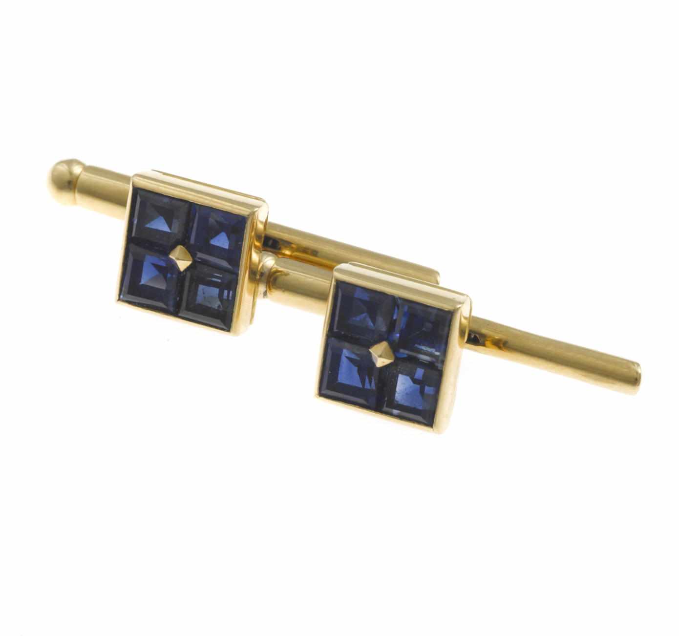 Appraisal: A pair of sapphire shirt studs Cartier French signed Cartier