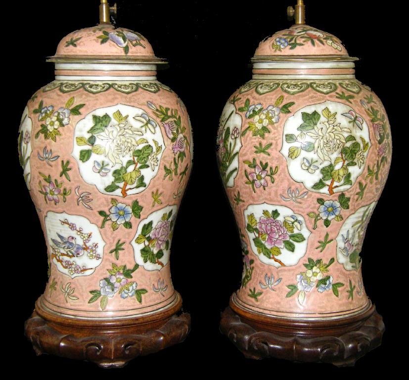 Appraisal: Pair of Chinese baluster ginger jars converted into table lamps