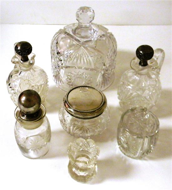 Appraisal: Cut glass two cruets one jar and a bottle all