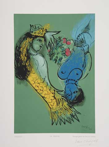 Appraisal: MARC CHAGALL after La Sir ne Color wood engraving x