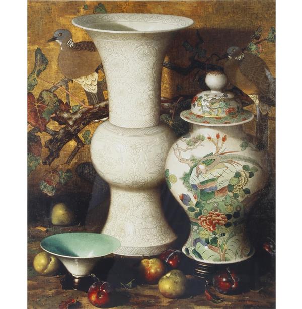 Appraisal: Frederik Grue American - Still Life with Chinese Porcelain and