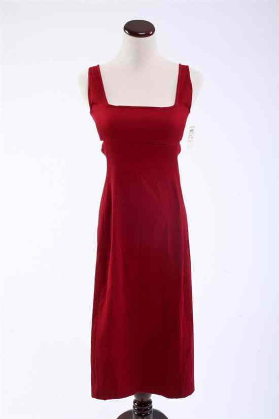 Appraisal: NARCISO RODRIGUEZ RED COTTON CUT-OUT DRESS size IT US retailed