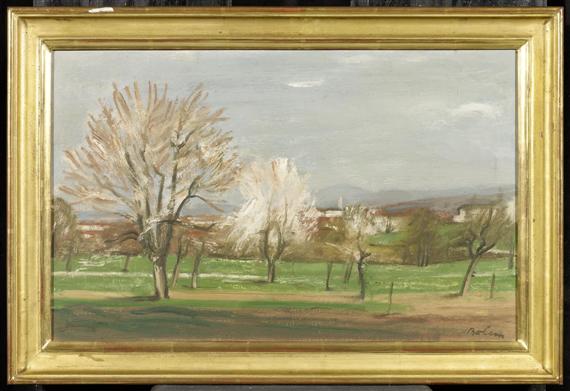 Appraisal: BOLENS ERNEST M llheim - Basel Landscape with blooming cherry