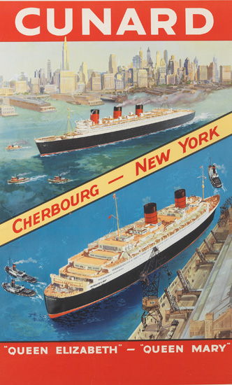 Appraisal: DESIGNER UNKNOWN CUNARD QUEEN ELIZABETH - QUEEN MARY x inches