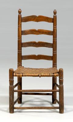 Appraisal: Georgia ladder back side chair four shaped slats turned front