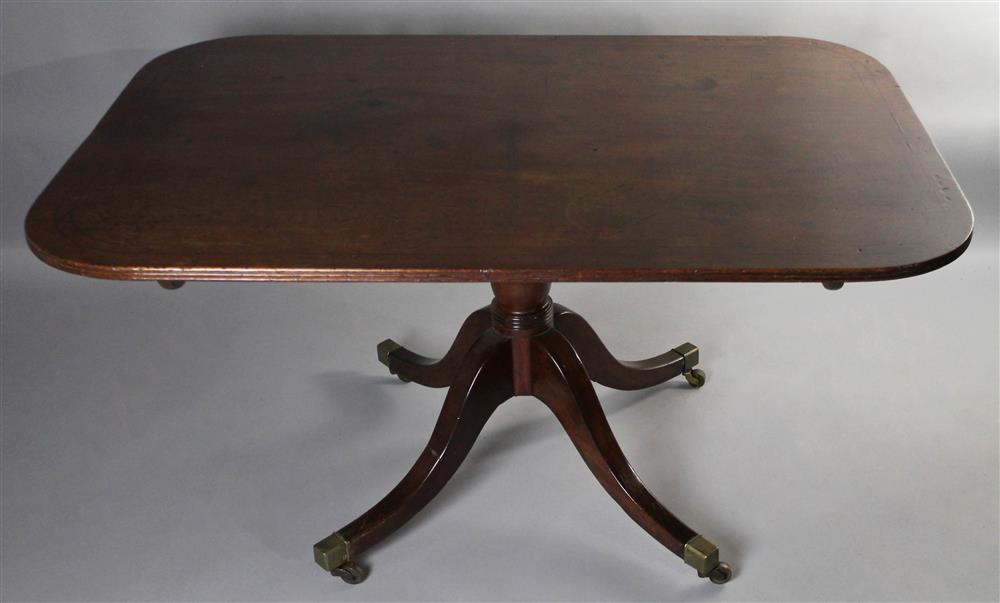 Appraisal: REGENCY BREAKFAST MAHOGANY TABLE WITH INLAY rectangular one board top