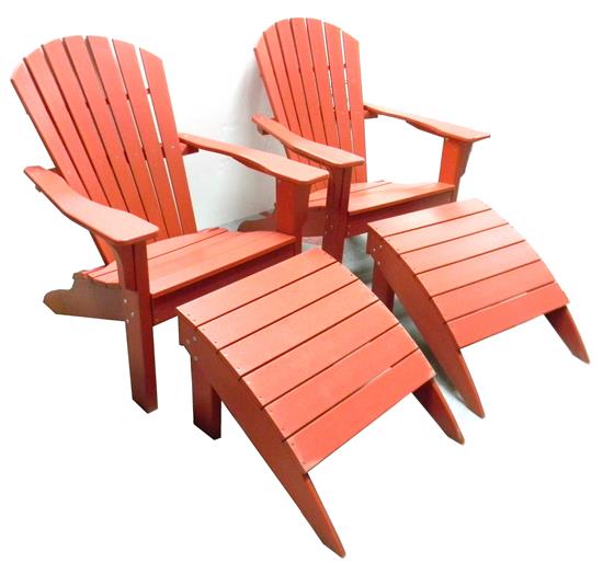 Appraisal: Pair of contemporary Adirondack chairs with ottomans by Seaside Casual