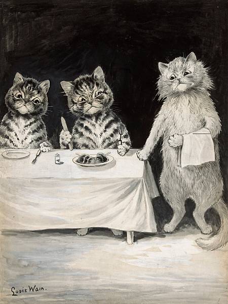 Appraisal: Louis Wain British - The waiter signed 'Louis Wain' lower